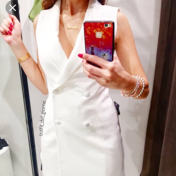 white tuxedo dress zara